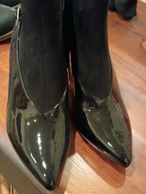 Cato Black Patent Pointed Toe Ankle Boots